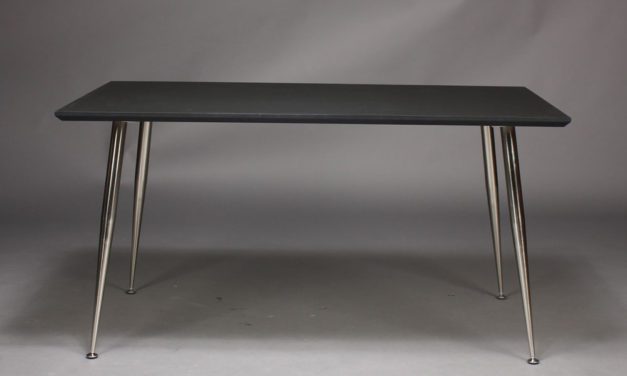 FURBO Spisebord , 140 x 70 cm, sort laminat, metal ben.