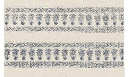 Gulvløber Off white med blåt tryk