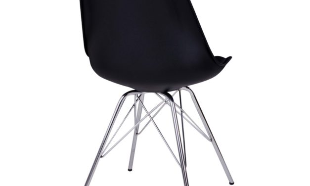 HOUSE NORDIC Oslo spisebordsstol i sort med krom ben