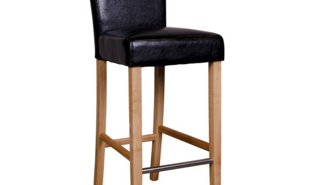 HOUSE NORDIC Boden barstol i sort kunstlæder med natur træben