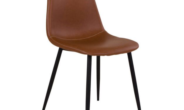 HOUSE NORDIC Stockholm spisebordsstol i lysebrunt vintage med sorte ben