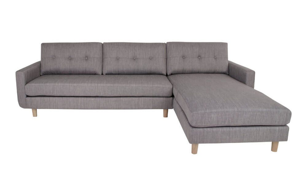 HOUSE NORDIC Artena Lounge sofa i lysegråt stof – højrevendt