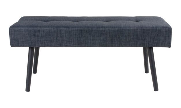 HOUSE NORDIC Skiby bænk i mørkegråt stof og sorte ben