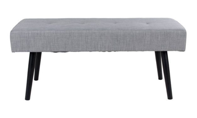 HOUSE NORDIC Skiby bænk med lysegråt stof og sorte ben