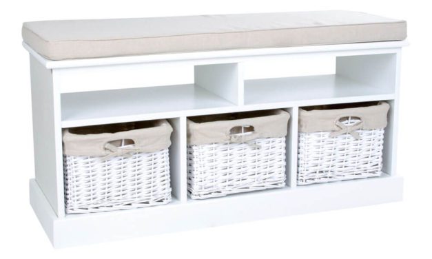 HOUSE NORDIC California bænk i hvid med skuffer og hynder