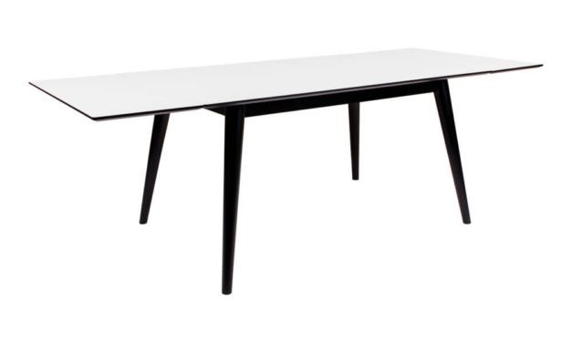 HOUSE NORDIC Copenhagen spisebord – hvid/sort incl. 2 tillægsplader