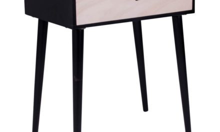 HOUSE NORDIC Parma sengebord i sort med 1 naturtræ skuffe