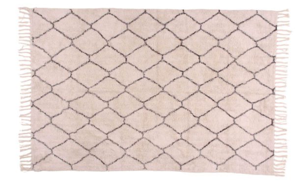 HOUSE NORDIC Goa tæppe i naturfarvet bomuld med print