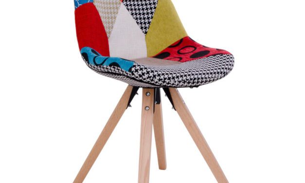 HOUSE NORDIC Sanvik spisebordsstol – Patchwork stol med natur træben