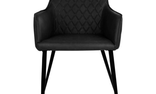 HOUSE NORDIC Harbo spisebordsstol med armlæn i sort kunstlæder