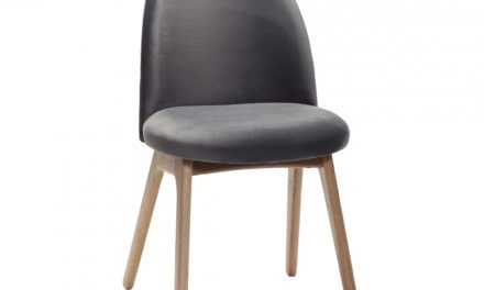 Hüsch spisebordsstol af massiv eg og mørkegrå velour
