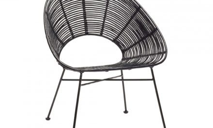 HÜBSCH spisebordsstol m. rund ryg, sort rattan