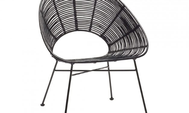 H&Uuml;BSCH spisebordsstol m. rund ryg, sort rattan