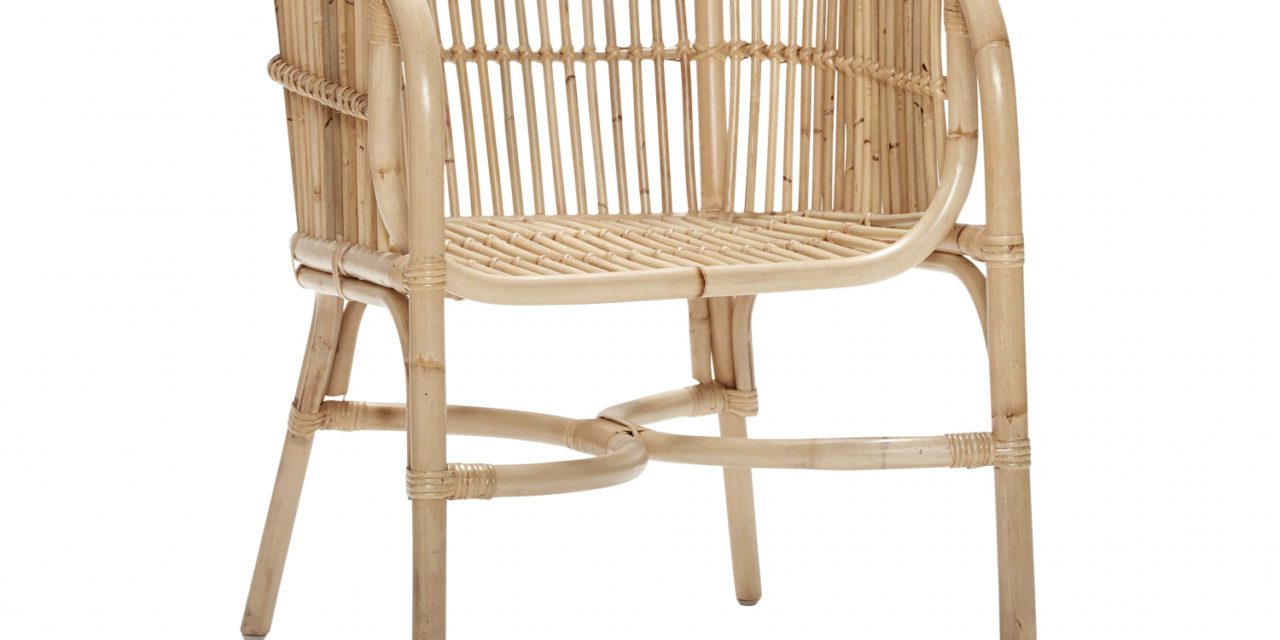 HÜBSCH spisebordsstol m. armlæn, naturligt rattan