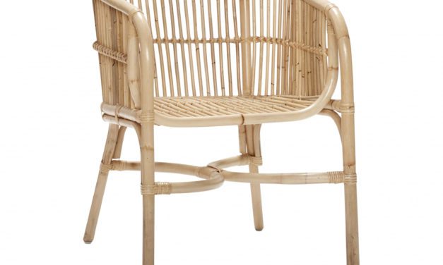 H&Uuml;BSCH spisebordsstol m. armlæn, naturligt rattan