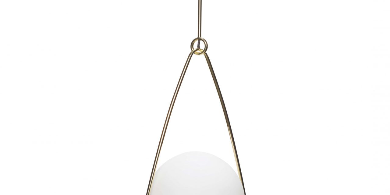 HÜBSCH Loftlampe af hvid glas og messing