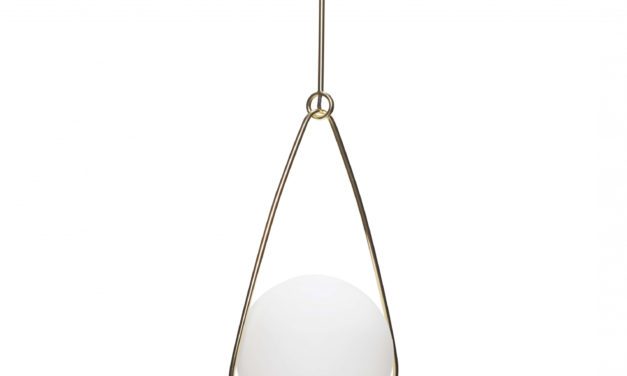 H&Uuml;BSCH Loftlampe af hvid glas og messing
