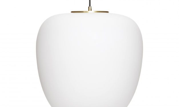 HÜBSCH loftlampe i hvid glas og messing