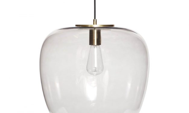 H&Uuml;BSCH loftlampe i røget glas og messing