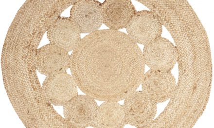 Rund jute måtte med cirkelmønster