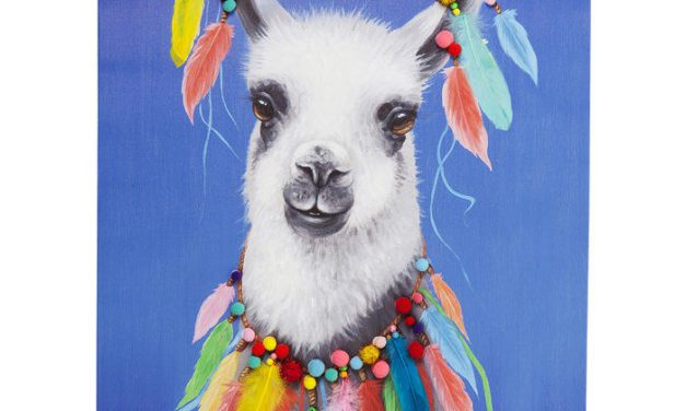 KARE DESIGN Billede Touched Lama Pom Pom 100 x 70 cm