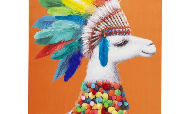 KARE DESIGN Billede Touched Lama Chief 100 x 70 cm