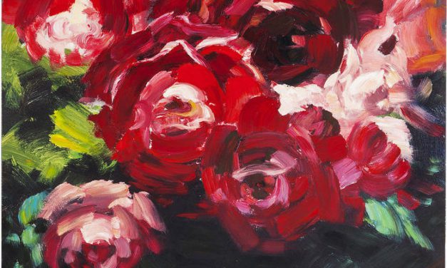 KARE DESIGN Oliemaleri, Roses 100 x 100 cm