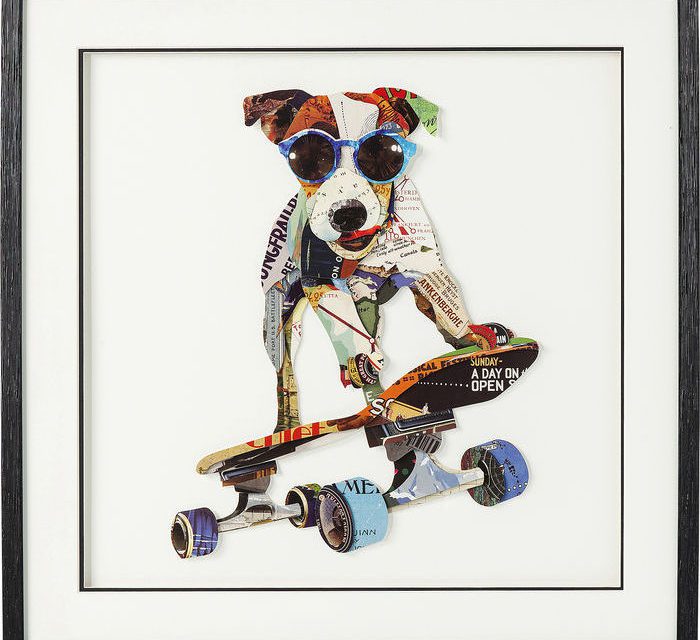 KARE DESIGN Billede, Frame Art Skater Dog 65 x 65 cm