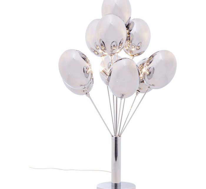 Pæn Silver Balloons bordlampe i stål og glas fra det kendte brand Kare Design