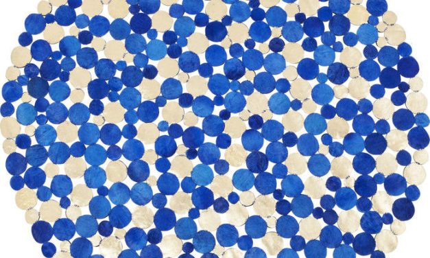 KARE DESIGN Tæppe, Circle Blå-Guld Ø150 cm