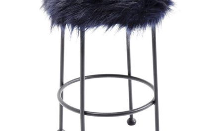KARE DESIGN Taburet, Ontario Fur Mørk Blå Ø30 cm