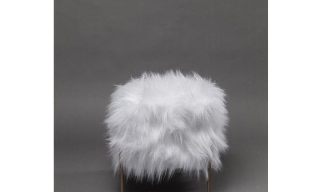 KARE DESIGN Taburet, Franzi Fur Gold 37 x 37 cm