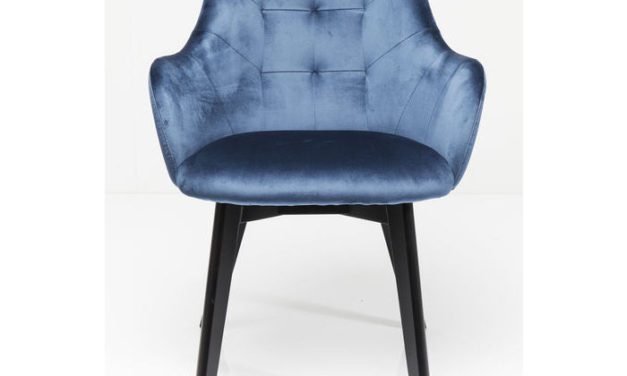 KARE DESIGN Stol med armlæn Lady Velvet Stitch Royal – Petroleumsblå