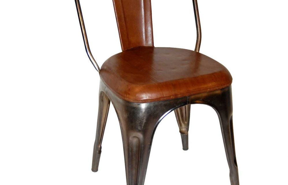 TRADEMARK LIVING Spisebordsstol – læder og shiny stel