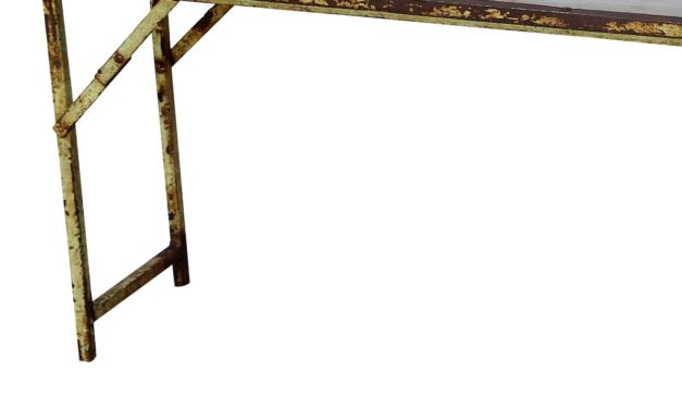 TRADEMARK LIVING Gammel og rå konsolbord med galvaniseret top