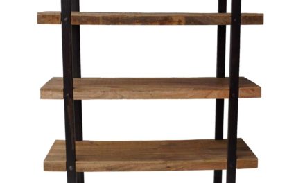 TRADEMARK LIVING Bred høj reol med jernstel og træhylder