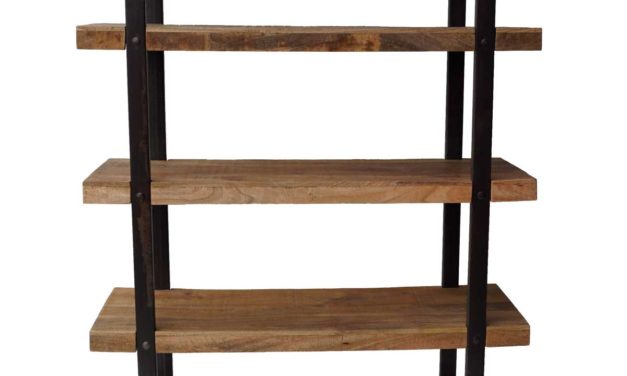 TRADEMARK LIVING Bred høj reol med jernstel og træhylder