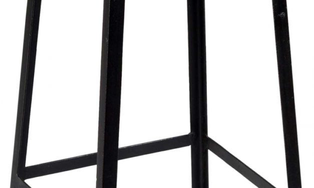 TRADEMARK LIVING Høj jernskammel med træsæde – sort