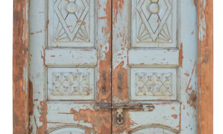 TRADEMARK LIVING Stor smuk gammel trædør – lyseblå og træ