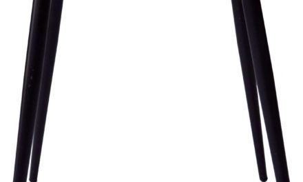 TRADEMARK LIVING skammel med jernstel og lædersæde – sort