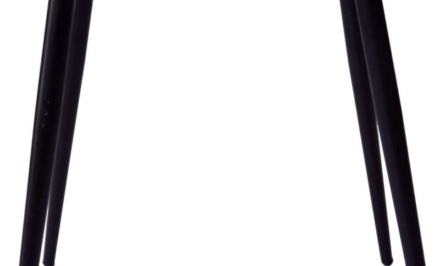 TRADEMARK LIVING skammel med jernstel og lædersæde – sort