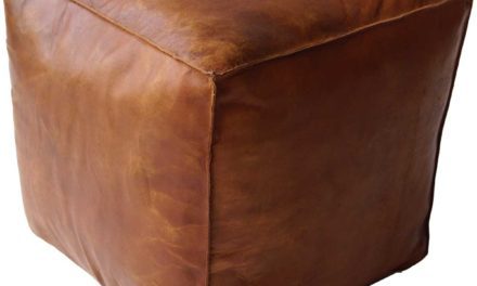 TRADEMARK LIVING Cool kvadratisk læderpuf i brun