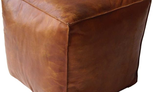 TRADEMARK LIVING Cool kvadratisk læderpuf i brun