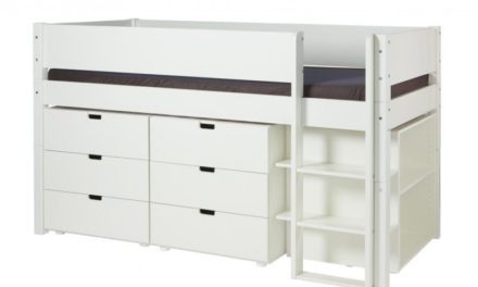 MANIS-H Arn halvhøj seng – hvid m. opbevaring (200×90)