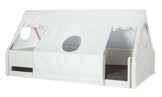 MANIS-H Husseng – hvid m. sengekant, sengehest & sengehimmel (200×90)