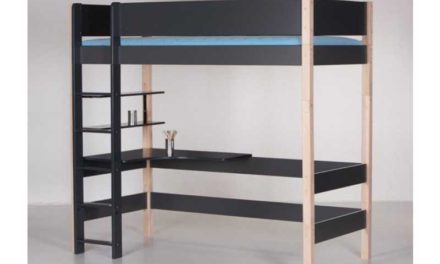 MANIS-H Balder højseng med skrivebord (200×90) Hvid-Hvid