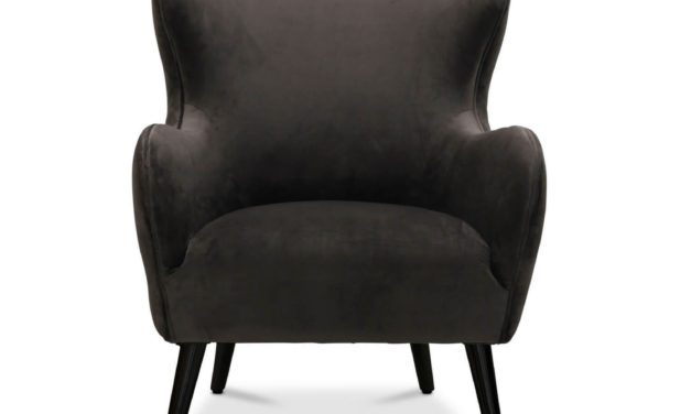 Manchester retro lænestol, grafitgrå fløjl stof