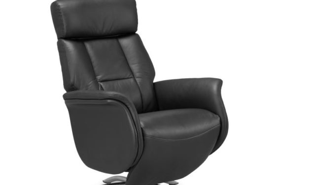 Firenze 2 lænestol – sort PVC læder, m. indbygget skammel