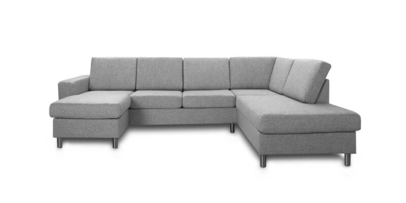 Pisa højrevendt U-sofa – lys granitgrå stof