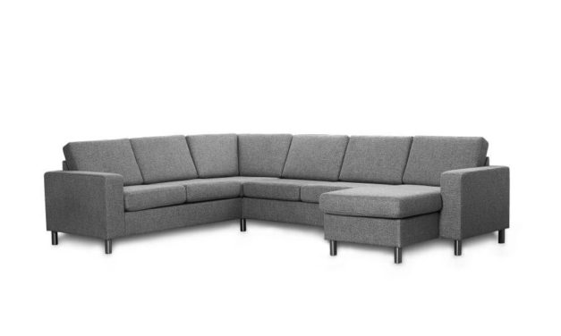 Pisa U-sofa – antracitgrå stof, m. vendbar chaiselong